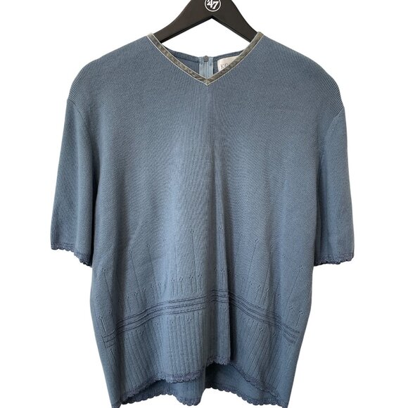 Vintage 90s Koret Sweater Size Medium Short Sleeve V Neck Knitted Deadstock NEW - Picture 1 of 6